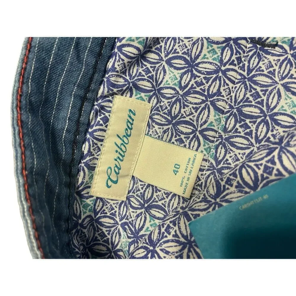 Caribbean Shorts Mens 100% Cotton Blue Pockets
